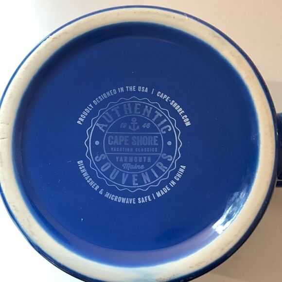 Cape Shore Mug Hand-Crafted Stoneware Blue & White Speckled Whale Stamped 12 oz. - Picture 5 of 5